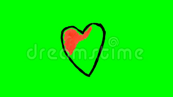 在绿色的屏幕上画不同的心视频的预览图