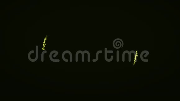 彩色螺旋动画黄色生长的粒子在黑色背景上向中心移动五彩缤纷视频的预览图