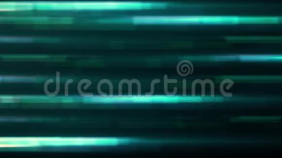 在绿松石背景上的许多水平移动白光的抽象动画丰富多彩的动态动画视频的预览图