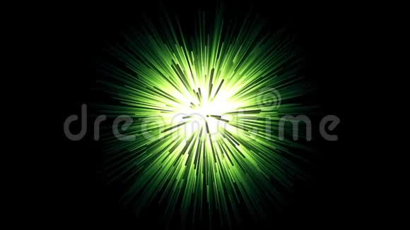 动画发光隧道与快速飞行绿色光条纹在黑色背景抽象运动背景视频的预览图