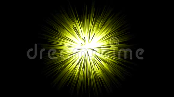 动画发光隧道与快速飞行黄光条纹在黑色背景抽象运动背景视频的预览图