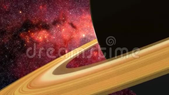 3D动漫飞的环形行星土星视频的预览图