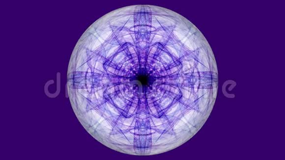 暗紫色背景上带有紫色分形图案的球体隧道运动呈白色圆形美丽的视频视频的预览图