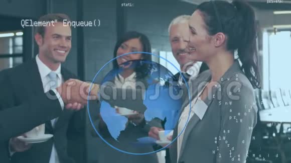 企业集团握手与数字数据视频的预览图