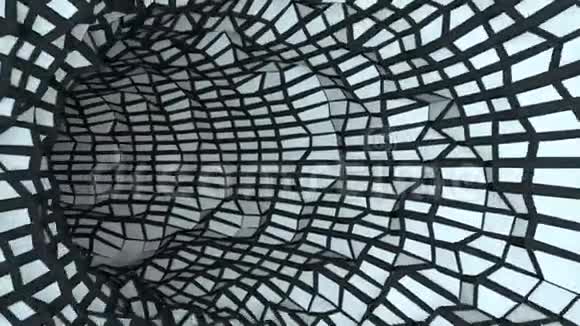 具有黑边的低聚隧道在虚拟空间中移动在空间中旅行三维渲染背景视频的预览图