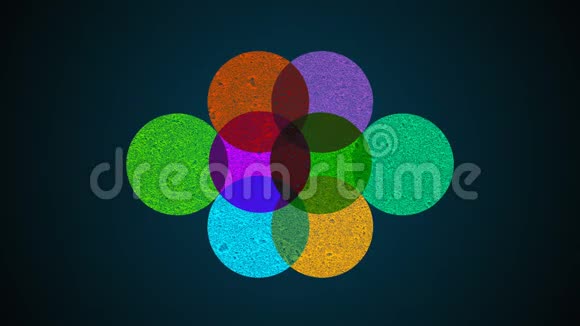 多个形状圆圈混合不同颜色探照灯效果三维渲染背景计算机生成视频的预览图