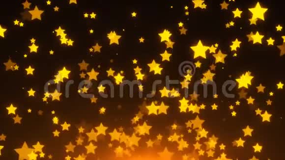 许多金光闪闪的星星出现在太空中节日的3d渲染背景金色的纸屑爆炸视频的预览图
