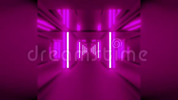 干净的粉红色隧道走廊与玻璃窗户三维插图运动背景现场壁纸运动设计俱乐部视觉视频的预览图