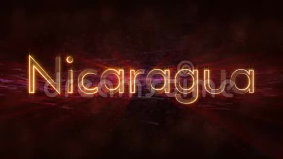 尼加拉瓜闪亮循环国家名称文字动画视频的预览图
