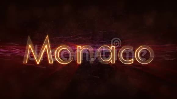 摩纳哥闪亮循环国家名称文字动画视频的预览图