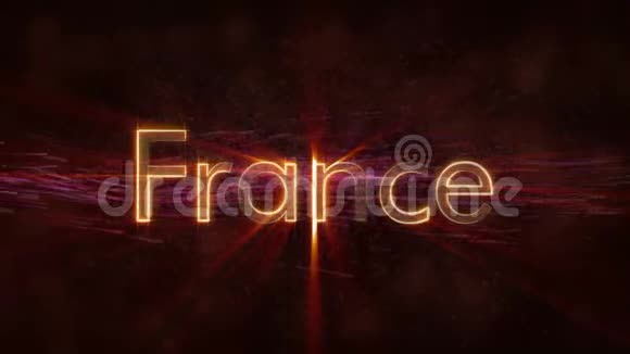 法国闪亮循环国家名称文字动画视频的预览图