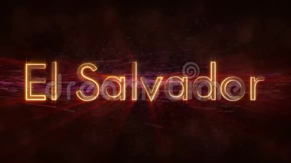 萨尔瓦多闪亮循环国家名称文字动画视频的预览图