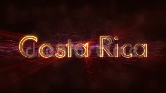 哥斯达黎加闪亮循环国家名称文字动画视频的预览图