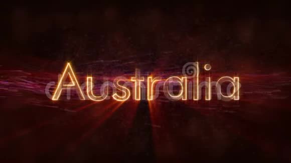 澳大利亚闪亮循环国家名称文字动画视频的预览图