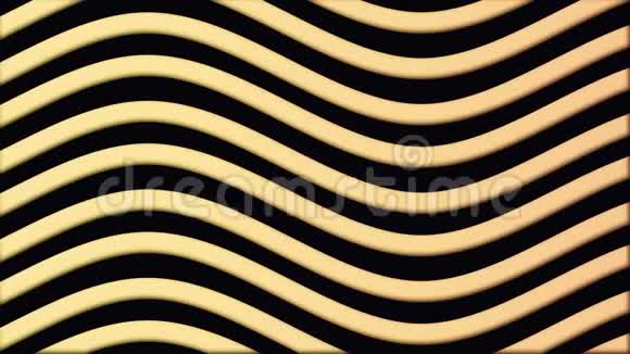 抽象的米色和黑色的波浪缓慢流动催眠背景动画色彩斑斓的曲线融为一体视频的预览图