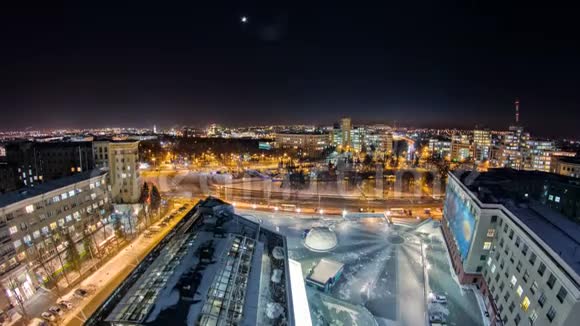 哈尔科夫市从上面经过夜间时间乌克兰视频的预览图