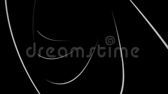 在黑色背景上移动白色曲线形成的抽象空隧道无缝环路动画无尽的流动视频的预览图