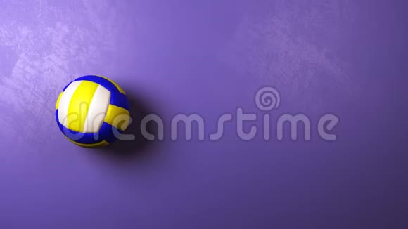 蓝色紫罗兰背景下的排球旋转视频的预览图
