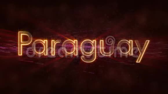 巴拉圭闪亮循环国家名称文字动画视频的预览图