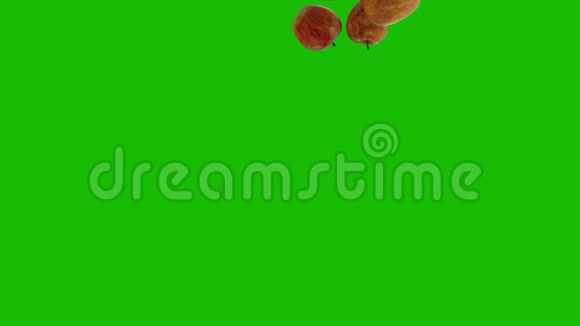 苹果落在绿色背景上真实三维渲染视频的预览图