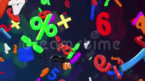 蓝色上的抽象飞行变量数字和符号视频的预览图