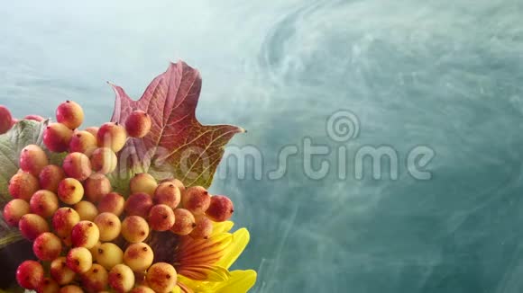 令人惊叹的油漆在美丽的秋天花束上蔓延视频的预览图