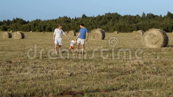一家人在田里牵手散步视频的预览图