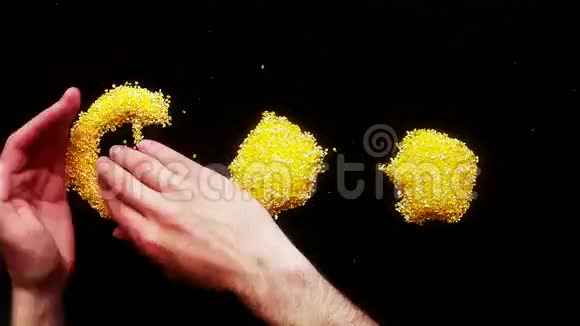 上帝的铭文把人的手放在用谷物做成的桌子上视频的预览图