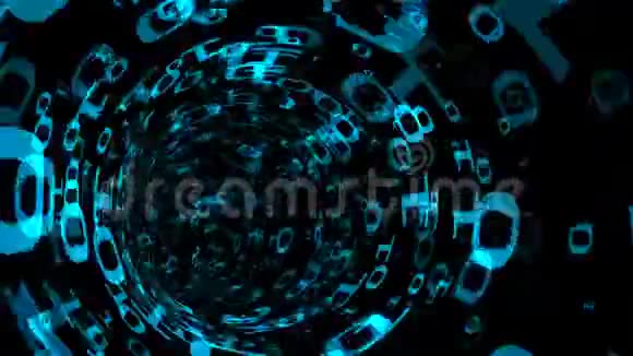 抽象旋流二元隧道模拟计算机宇宙中的行程计算机生成的背景三维渲染视频的预览图
