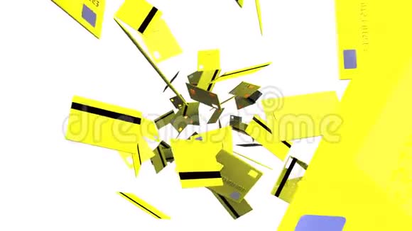 白色背景上的黄色信用卡视频的预览图