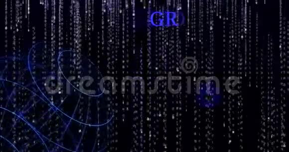 在下降的二进制代码符号上发光的GRINGRIN符号视频的预览图