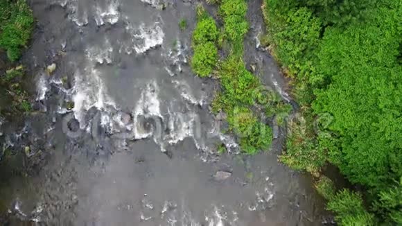 山河和绿色河岸从上面视频的预览图