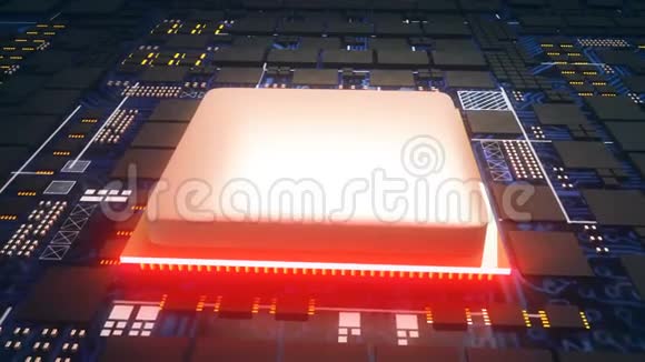 电路板中央计算机处理器CPU概念主板数字芯片三维背景视频的预览图