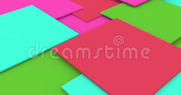 彩色方块旋转生动图形的抽象三维绘制Cgi循环动画现代色彩背景无缝视频的预览图