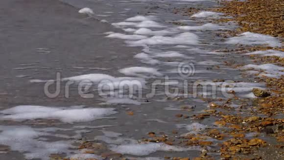 脏水和湖中的泡沫视频的预览图