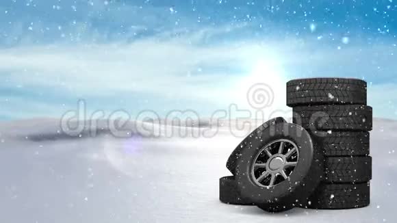 车轮与动画降雪视频的预览图
