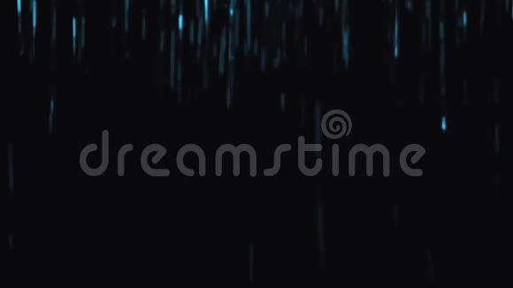蓝色闪光的雨或尘埃粒子效应落在黑色背景上视频的预览图