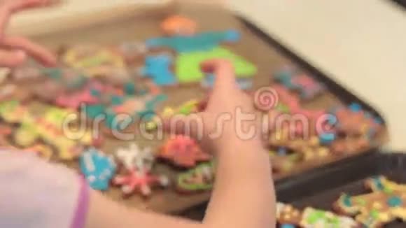 小男孩在做姜饼饼干视频的预览图