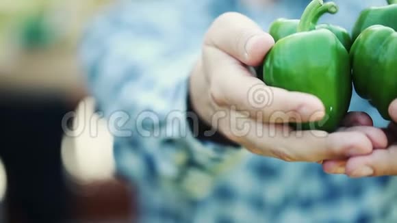 人手中的有机绿色水果视频的预览图