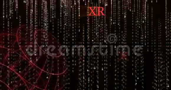 将XRPXRP符号与下落的二进制代码符号发光视频的预览图