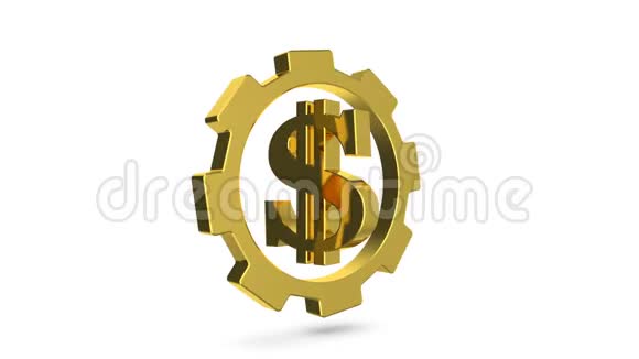 旋转黄金齿轮与美元标志内视频的预览图