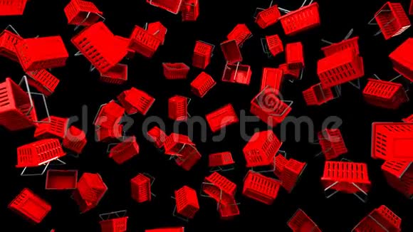 黑色背景上的红色购物篮视频的预览图