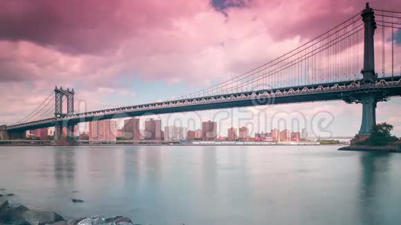 纽约曼哈顿大桥日全景4k视频的预览图