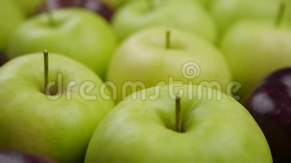 新鲜的大自然苹果背景天然苹果从树上收获杂货店果蔬部视频的预览图