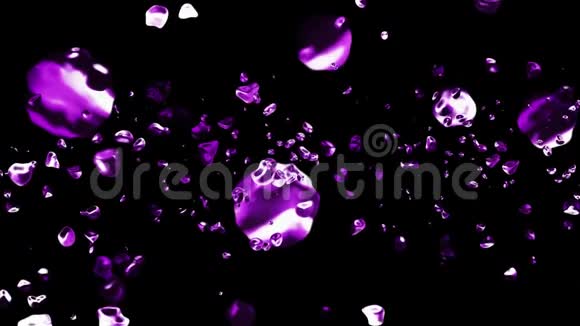 紫粉红色液态金属水滴随机扩散空间数字动画背景新品质自然运动视频的预览图