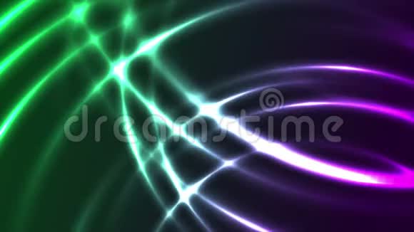 绿紫霓虹灯闪亮的波浪视频动画视频的预览图
