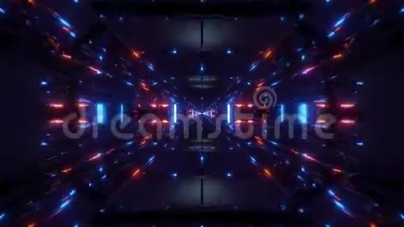 黑暗空间科幻隧道走廊与未来反射三维渲染壁纸运动背景无尽循环vj视频的预览图