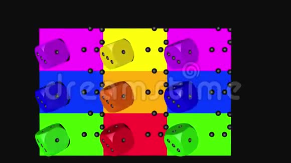 彩虹色骰子循环移动3D渲染4K视频的预览图