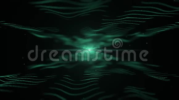 抽象的能量背景蔚蓝在黑色背景上模仿波浪中间有模糊的灯光视频的预览图