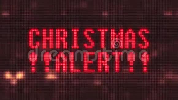 闪烁绿色圣诞警报文字在故障数字计算机液晶屏幕循环动画新质量技术视频的预览图